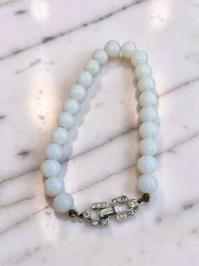 Crown Trifari Milk Glass Bracelet